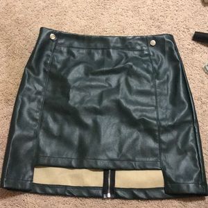 Green leather skirt